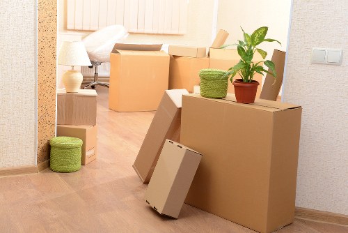 Office furniture being loaded for transport from a Grange Park workplace