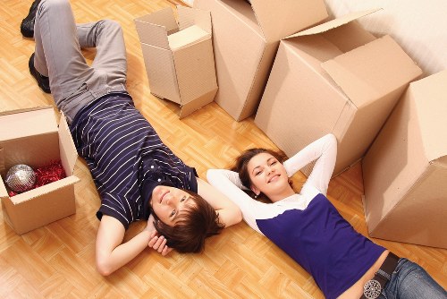 Office furniture being prepared for transport in Grange Park